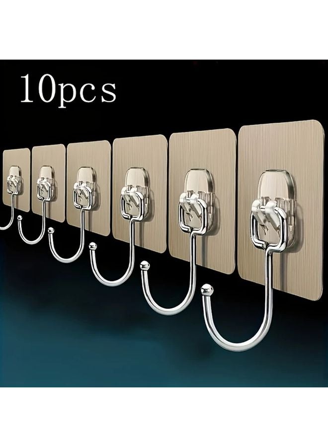 10 قطع من الخطافات الحائطية القابلة لإعادة الاستخدام، مقاومة للماء والزيت، مناسبة للحمام والمطبخ - Image 1