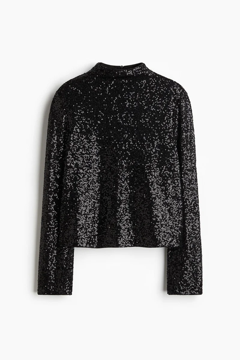 H&M Sequined Turtleneck Top