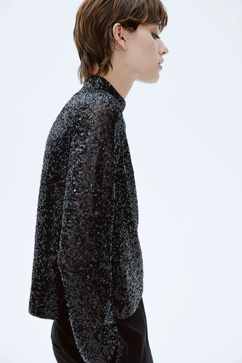 اتش اند ام Sequined Turtleneck Top