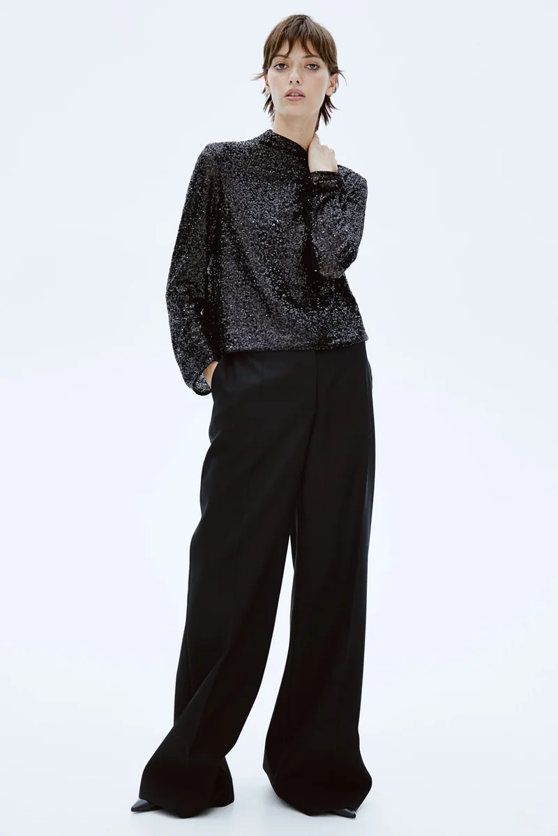اتش اند ام Sequined Turtleneck Top