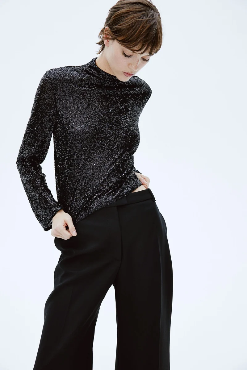 اتش اند ام Sequined Turtleneck Top