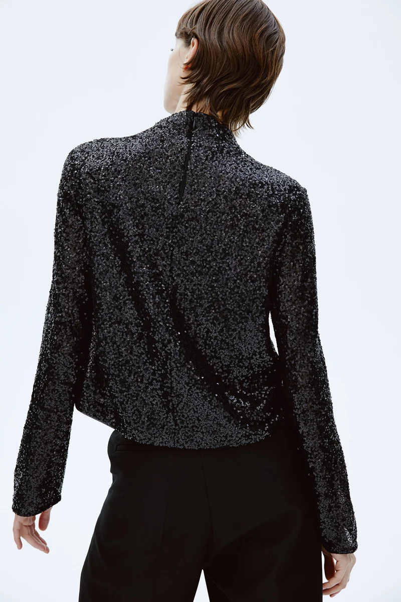 اتش اند ام Sequined Turtleneck Top