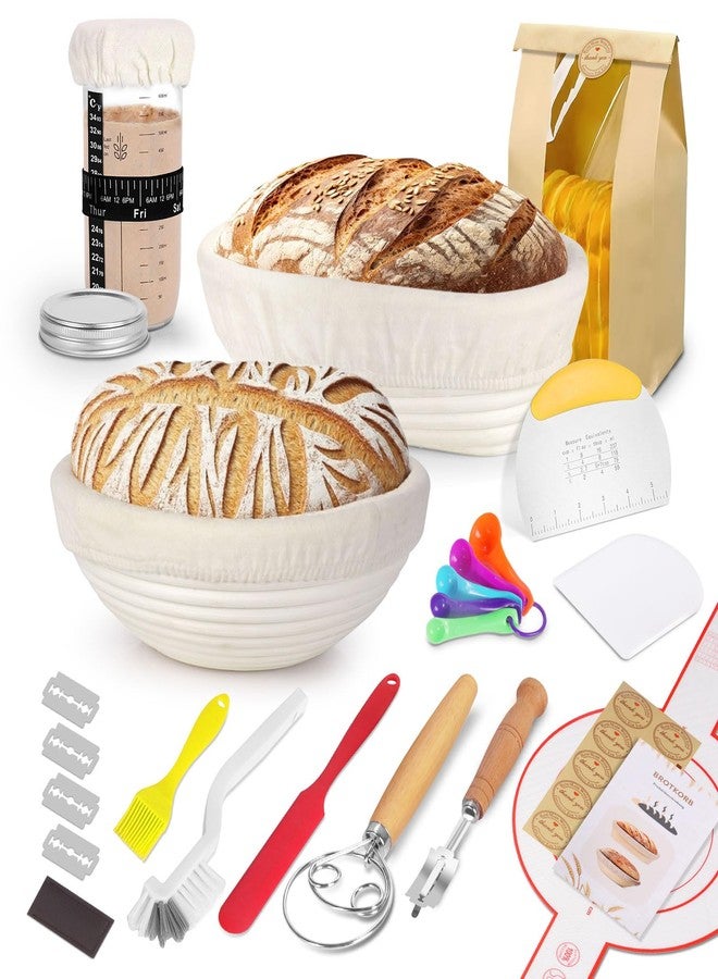 SHANNA Bread Proofing Basket Set of 15 Pieces, Bread Proofing Basket, Natural Rattan Bread Proofing Baskets, Baking Accessories Suitable for Beginners and Bakers - Image 1