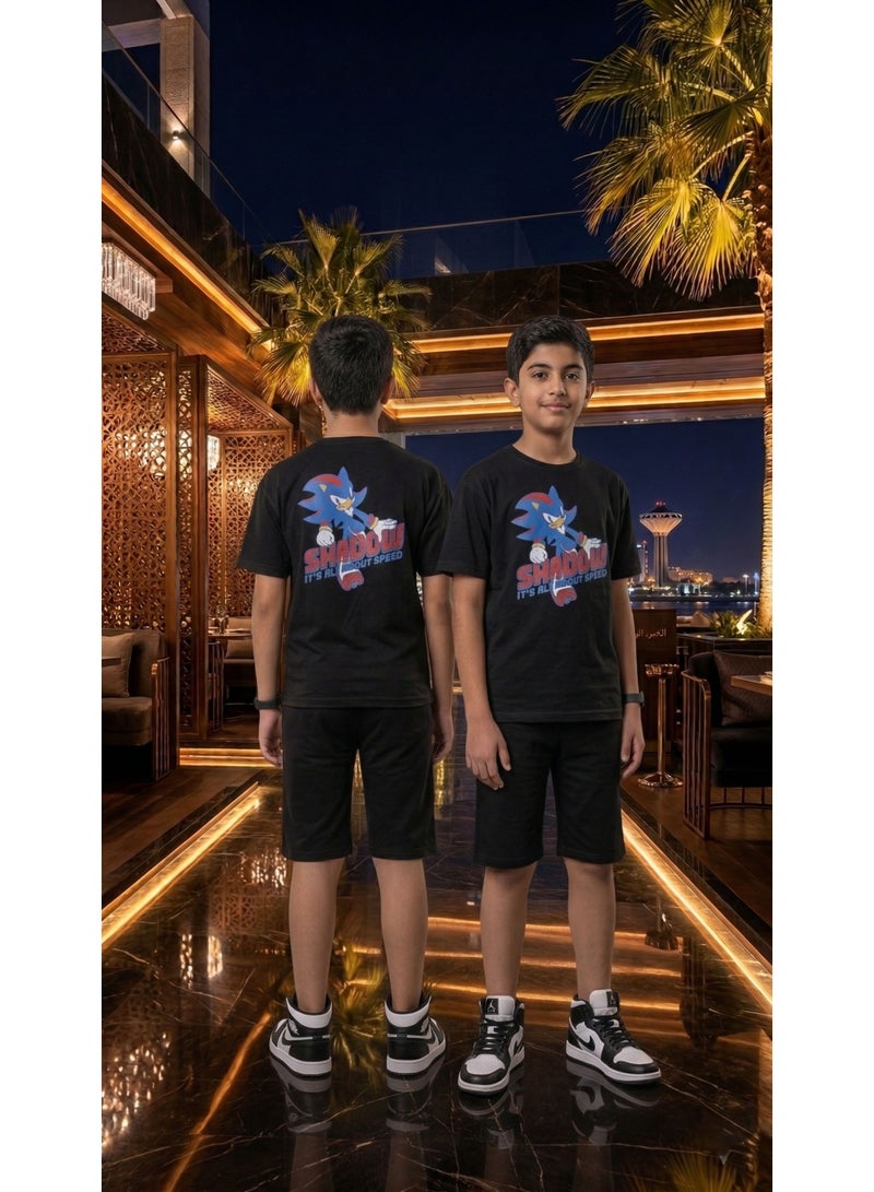 Boys' Black Sonic the Hedgehog T-Shirt and Shorts Set