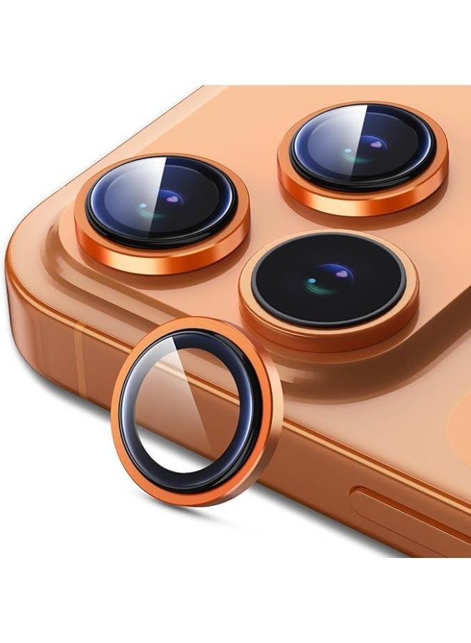 Compatible for iPhone 17 Pro/17 Pro Max Camera Lens Protector, Explosion-Proof 9H Tempered Glass with Metal Original Style Ring, HD, Anti-Scratch Lens Protection Cover, Case Friendly (Orange) - Image 1