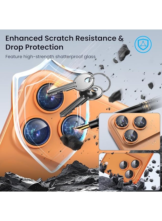 Compatible for iPhone 17 Pro/17 Pro Max Camera Lens Protector, Explosion-Proof 9H Tempered Glass with Metal Original Style Ring, HD, Anti-Scratch Lens Protection Cover, Case Friendly (Orange) - Image 2