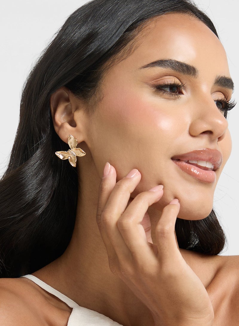 Ginger Diamonte Butterfly Earrings - Image 1
