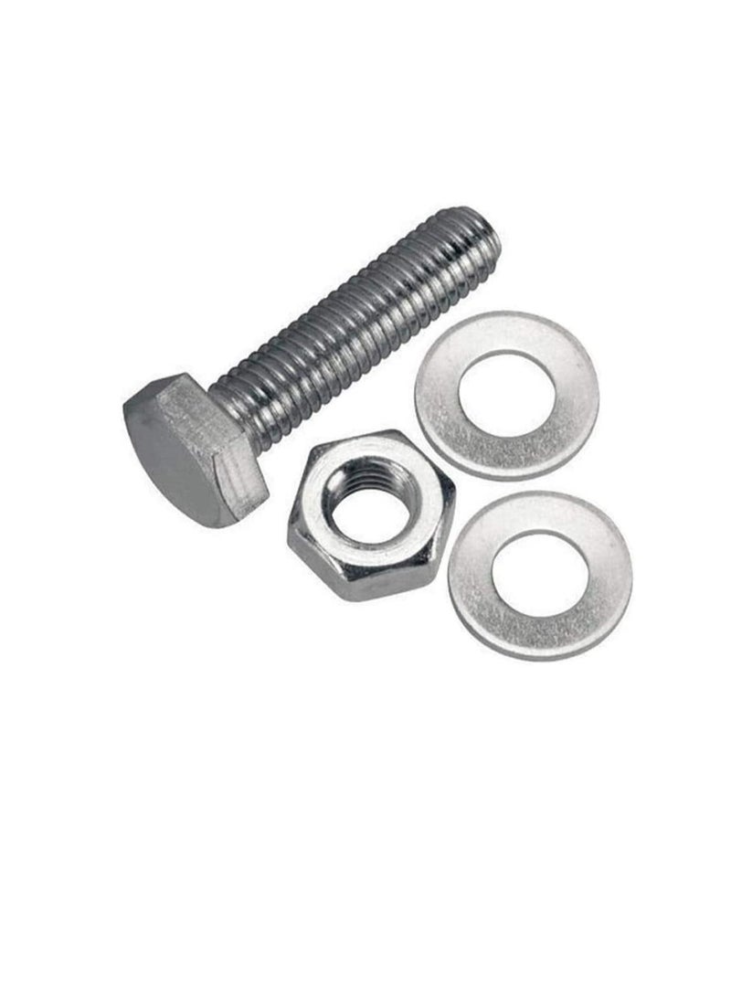 12 pcs Hex Head Screw Bolts Nuts & Washers Fully Thread GI Plain Finish Bolt Set. (8, 25MM) - Image 1