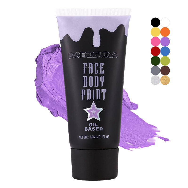 BOBISUKA Purple Face Body Paint Blendable Cream Face Painting Kit Colored Eye Black for Sports Facepaint for Halloween Cosplay Costume Parties SFX Special Effect Makeup21 Floz
