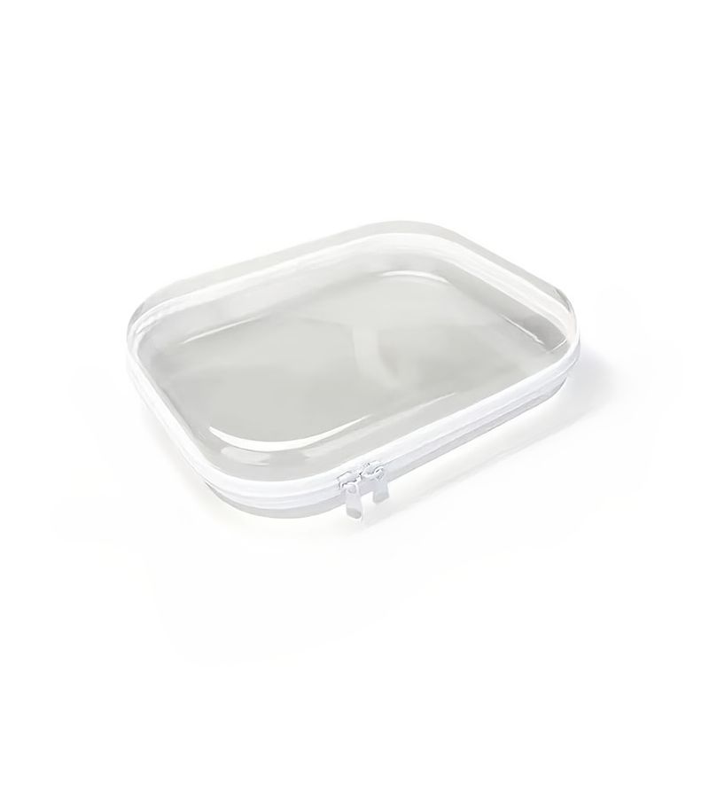 1 Hard Transparent Zipper Storage Box Random Color Pencil Case For Cosmetics Snacks Puzzle - Image 3