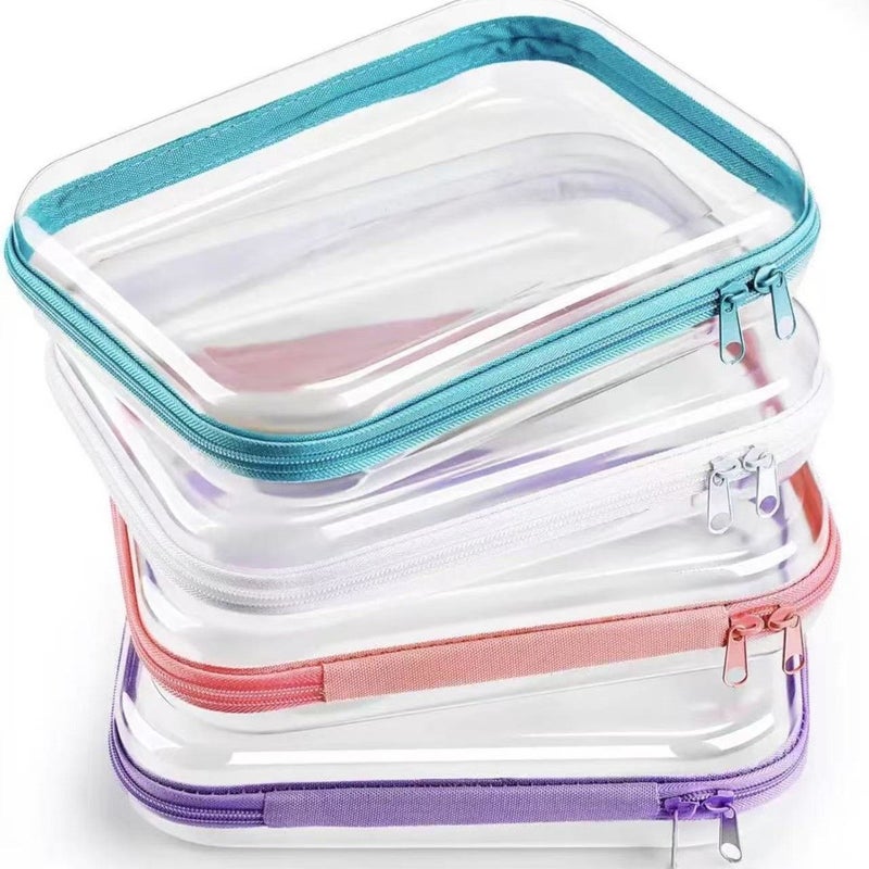 1 Hard Transparent Zipper Storage Box Random Color Pencil Case For Cosmetics Snacks Puzzle - Image 1