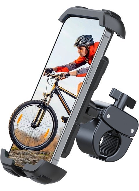 Cycling Phone Mount, Phone holder for bicycle/motorcycle, 360° adjustment, Strong grip arms and base, Navigate rough roads, 4.5-7 inch, Black