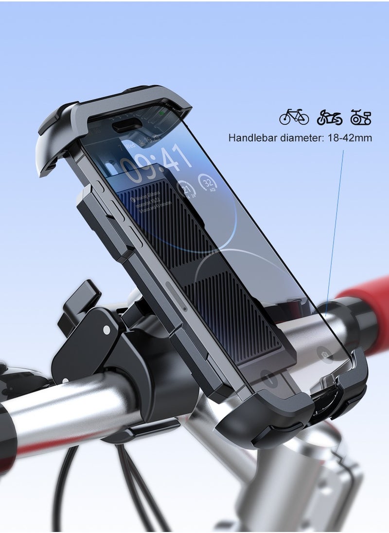 Generic Cycling Phone Mount, Phone holder for bicycle/motorcycle, 360° adjustment, Strong grip arms and base, Navigate rough roads, 4.5-7 inch, Black  - Image 2