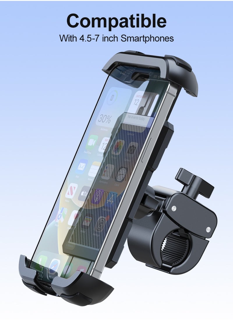 Generic Cycling Phone Mount, Phone holder for bicycle/motorcycle, 360° adjustment, Strong grip arms and base, Navigate rough roads, 4.5-7 inch, Black  - Image 3