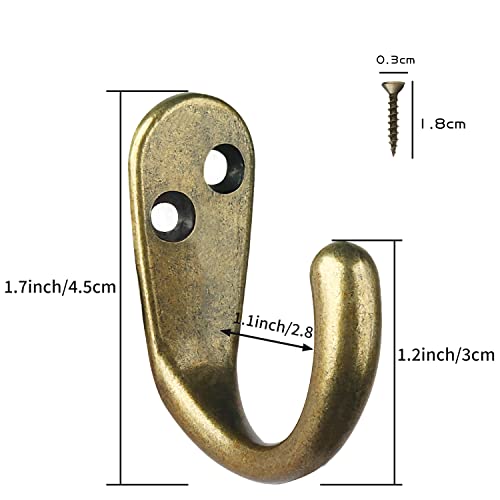 IBosins 15PCS Coat Hooks Wall Mounted Single Prong Robe Hook for Hanging Towel Hooks with 30 Screws for Bags, Hat, Cap, Scarf, Cup - Image 3