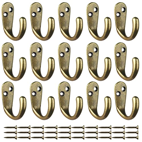 IBosins 15PCS Coat Hooks Wall Mounted Single Prong Robe Hook for Hanging Towel Hooks with 30 Screws for Bags, Hat, Cap, Scarf, Cup - Image 2