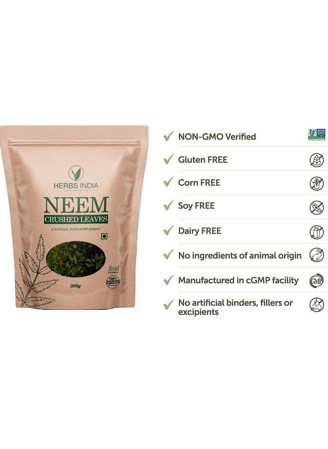 india herbs - Neem Leaves Crushed (Not Powder) Good To Make Fresh Neem Leaf Tea 300 Grams (10.6 Oz) Herbal Supplements Herbsindia - Image 1