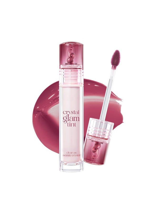 CLIO PROFESSIONAL CLIO CRYSTAL GLAM TINT (CHERRY SERIES 026 MAUVE CHERRY), Glossy Finish, Lightweight, Buildable, Glass-Like, Smoothing, Long-Lasting, Vivid, Transparent, Shiny, Moisturizing Lip Stain, Korean Lip Tint - Image 1