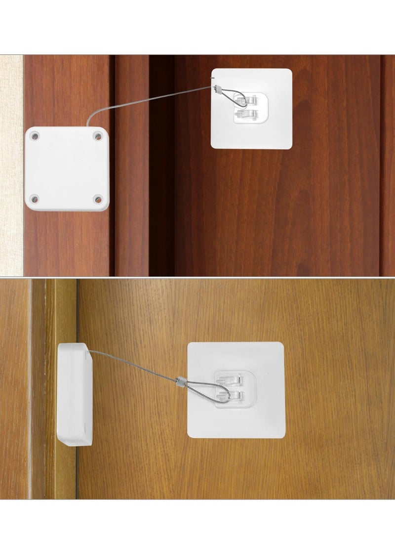 خاجول وحدة إغلاق أبواب أوتوماتيكية مزودة بمستشعر مكونة من 4 قطع، سهلة التركيب مع رباط لجميع الأبواب (أبيض) - Image 3
