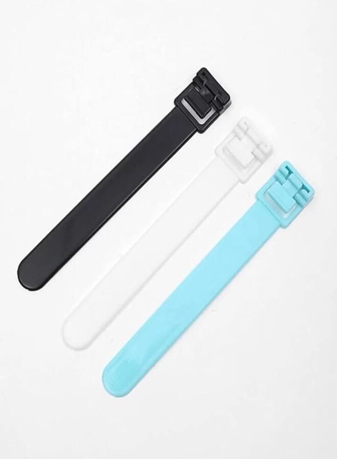 15 Pack Reusable Cable Tie Strap, 0.8cm & 12cm Wire Organizers (Black, White & Blue)