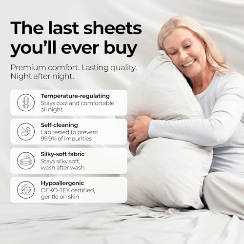 Silvery Silver Infused Bed Sheets Set - Ultra-Soft Temperature-Regulating Fabric with Self-Cleaning Technology™ that Stays Fresh 3X Longer for Hygienic Sleep - Image 2