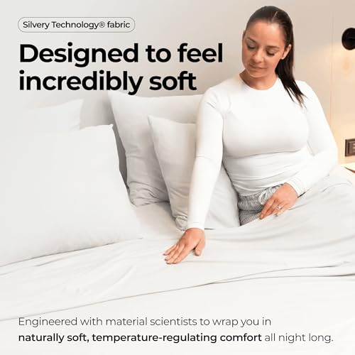 Silvery Silver Infused Bed Sheets Set - Ultra-Soft Temperature-Regulating Fabric with Self-Cleaning Technology™ that Stays Fresh 3X Longer for Hygienic Sleep - Image 3