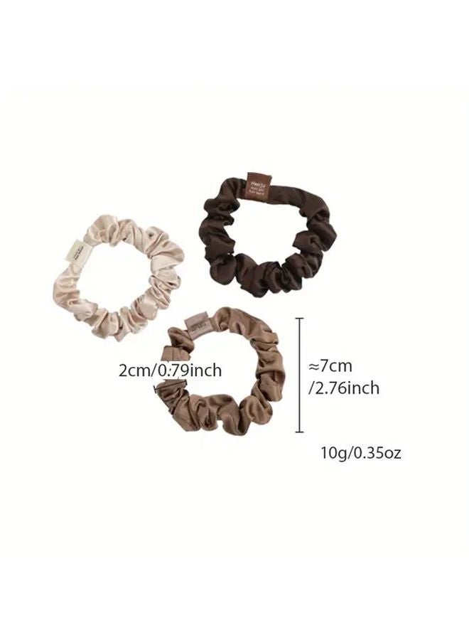 3 قطع رباطات شعر مجعدة من الساتان مجموعة أربطة شعر ناعمة النوع د متعدد الألوان - Image 5