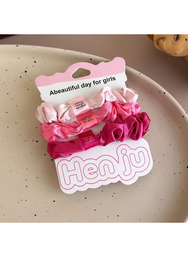 3 قطع رباطات شعر مجعدة من الساتان مجموعة أربطة شعر ناعمة النوع د متعدد الألوان - Image 1