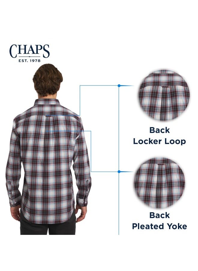 Chaps Men's Classic Fit Long Sleeve Button Down Stretch Poplin Casual Shirt, Rhubarb, L - Image 4