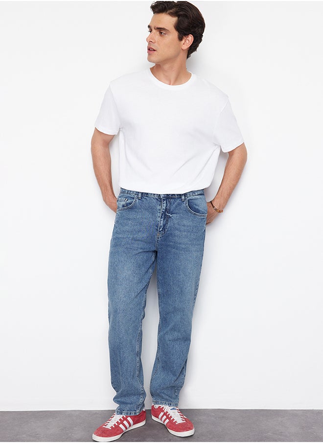 trendyol - Indigo Baggy/90's Straight Fit Jeans Loose Denim Trousers TMNSS24JE00012 - Image 1