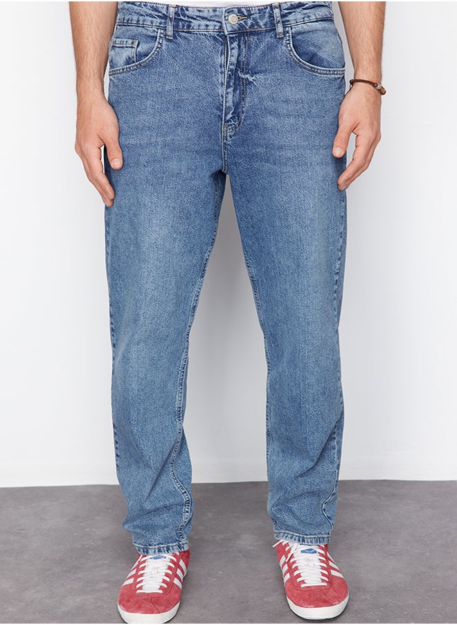 trendyol - Indigo Baggy/90's Straight Fit Jeans Loose Denim Trousers TMNSS24JE00012 - Image 1