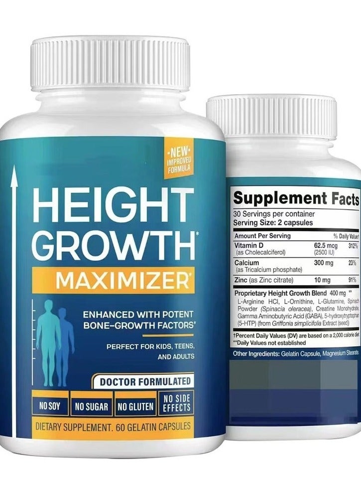 BIYODE Height Growth Maximizer Calcium Capsules | Natural Bone Strength Supplement | Made in USA | Hormone-Free Height Growth Support  - Image 1