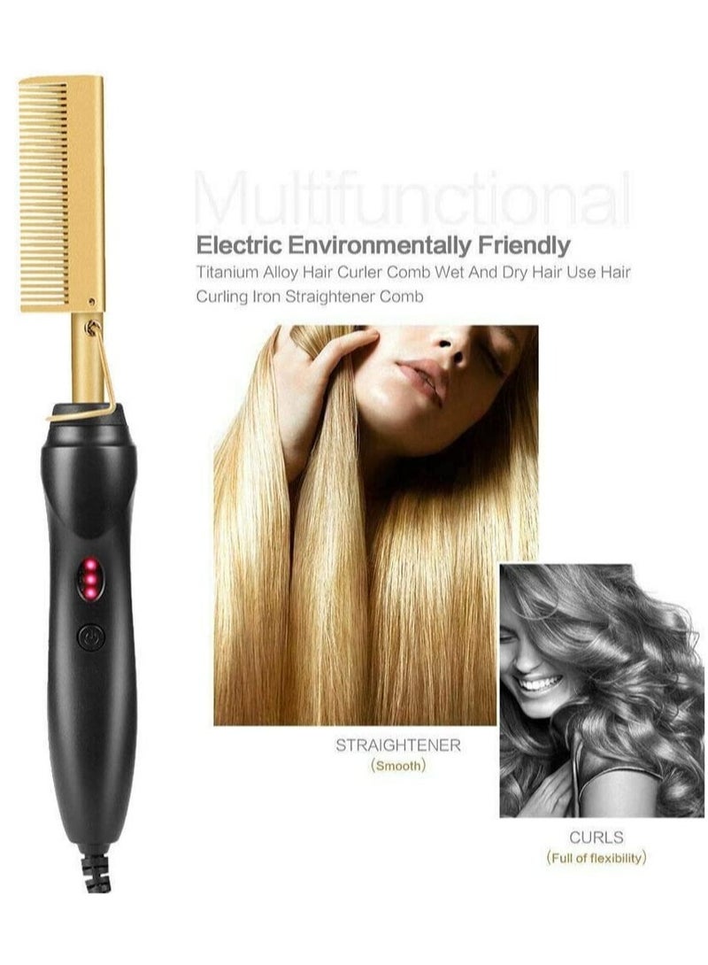ELTRAZONE 2 in 1 Hot Comb Straightener Electric Hair Straightener Hair Curler Wet Dry Use Hair Flat Irons Hot Heating Comb For Hair - Image 4