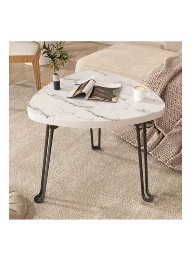 C&C Home Modern Triangle Shaped Coffee Table with Wooden Top and Durable Iron Legs Stylish Decorative Accent Side Table for Living Room Lounge Bedroom, or Office Space Saving Compact Design 37x50cm - Image 4