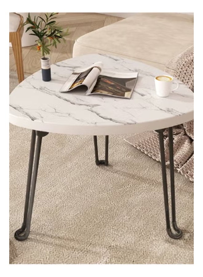 C&C Home Modern Triangle Shaped Coffee Table with Wooden Top and Durable Iron Legs Stylish Decorative Accent Side Table for Living Room Lounge Bedroom, or Office Space Saving Compact Design 37x50cm - Image 3