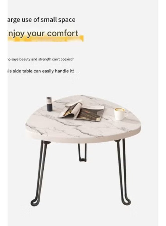 C&C Home Modern Triangle Shaped Coffee Table with Wooden Top and Durable Iron Legs Stylish Decorative Accent Side Table for Living Room Lounge Bedroom, or Office Space Saving Compact Design 37x50cm - Image 5