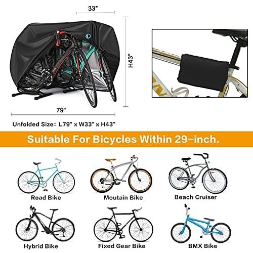 hanmir Bike Cover for 2 or 3 Bikes Outdoor Waterproof Bicycle Covers Rain Sun UV Dust Wind Proof with Lock Hole for Mountain Road Electric Bike Heavy Duty Bikes Black - Image 3