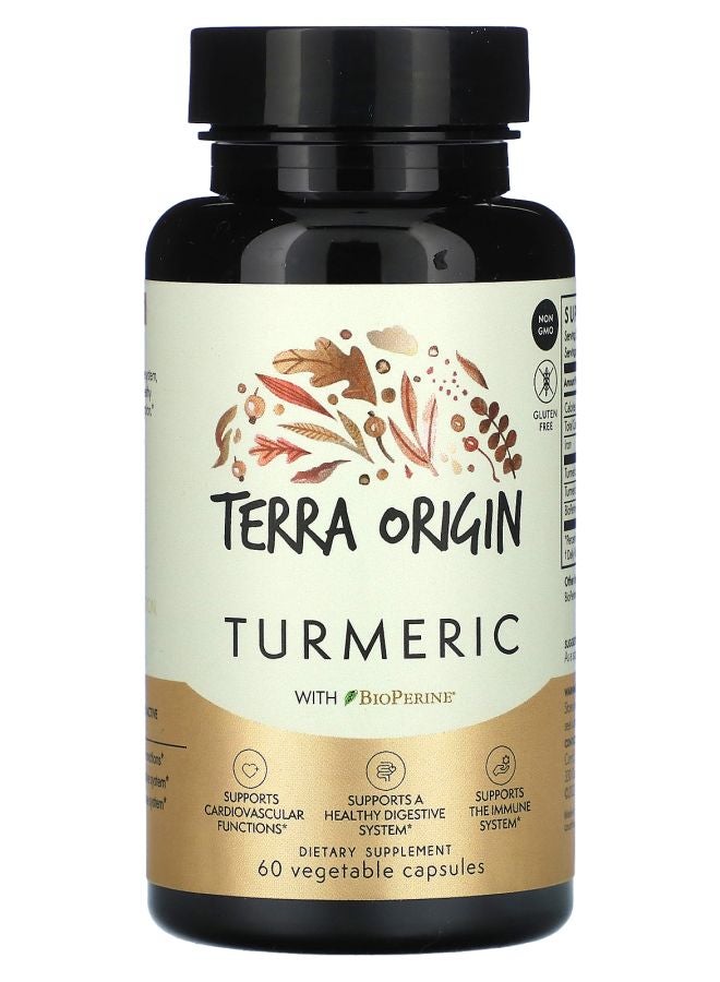 Terra Origin Turmeric With BioPerine 60 Vegetable Capsules