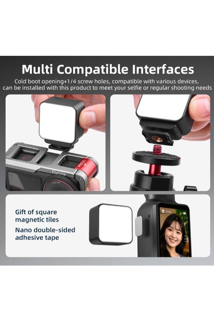 XICEN LED Video Light for DJI Osmo Pocket 3/Action 5 Pro/4/3，Type-C Charging Port with Powerful Neodymium Magnets Lighting Accessory with Three Color Temperature Adjustments (Black) - Image 4