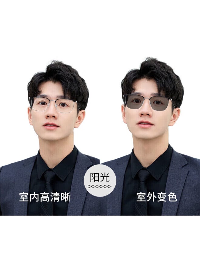 Mirror State Jingbang Large Frame Photochromic Blue Light Blocking Uv Protection Plain Glasses Ultra-Light Eyeglass Frame With Prescription 1073 - Image 3