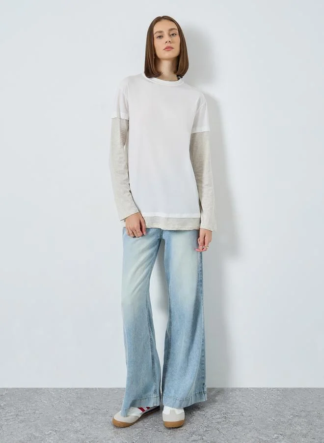 Styli Solid Twofer Style Long Sleeve T-Shirt