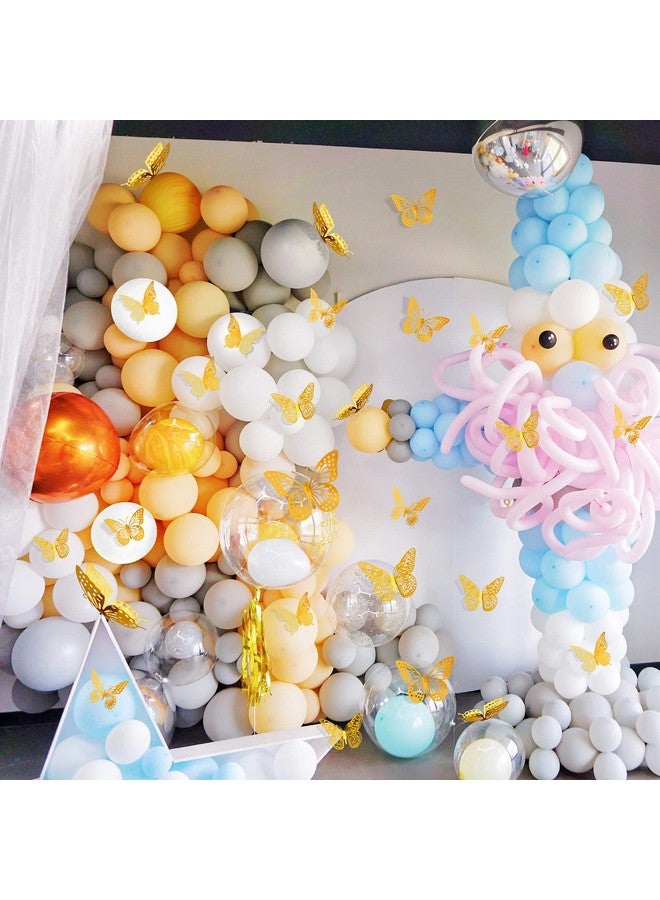 SAOROPEB 3D Butterfly Wall Decor 48 Pcs 4 Styles 3 Sizes, Gold Butterfly Decorations For Butterfly Birthday Decorations Butterfly Party Decorations Cake Decorations, Removable Stickers (Gold) - Image 3