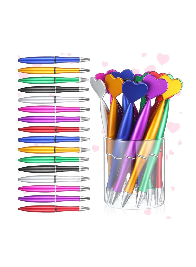 Y&D Heart Shaped Pens Ballpoint Spin Office 1 mm Black Gel Ink Rollerball Kids Party Favor for School Supply (48 Pieces Multicolor) - Image 1