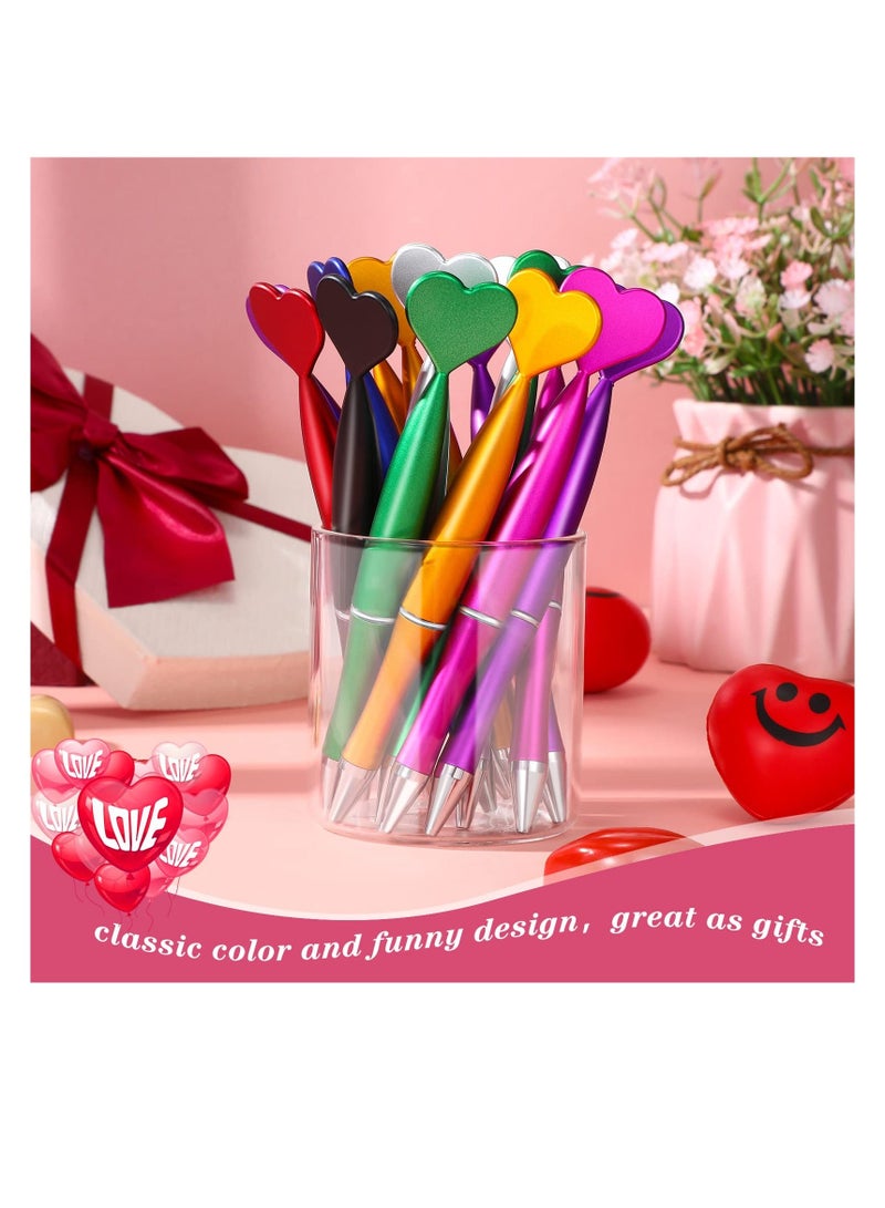 Y&D Heart Shaped Pens Ballpoint Spin Office 1 mm Black Gel Ink Rollerball Kids Party Favor for School Supply (48 Pieces Multicolor) - Image 3