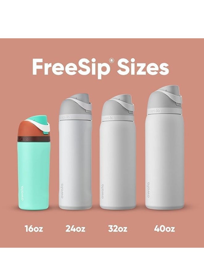 Owala - FreeSip Insulated Stainless Steel Water Bottle with Straw for Sports Travel and School BPA-Free Sports Water Bottle (White 24OZ) - Image 1