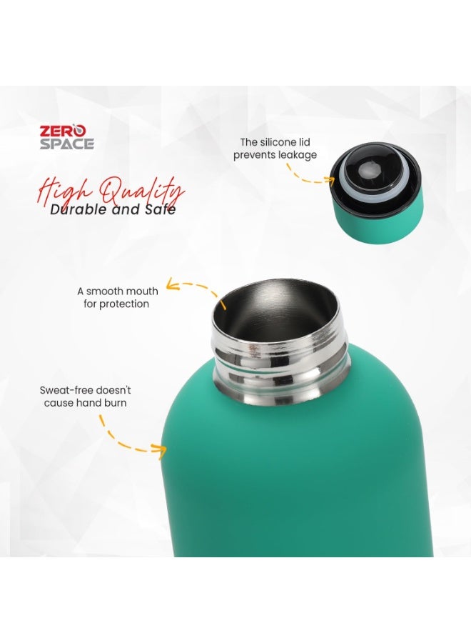 ZeroSpace Stainless Steel Water Bottle, 750ml Insulated Water Bottle for Kids School, Double Wall Water Thermos Flask for Hot & Cold Drinks, Sports Hot Water Bottle (Green) - Image 3