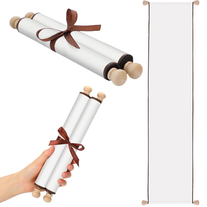 Epakh Blank Scroll Paper 9 x 144 Inches Long Scroll Paper Vintage Wrapped on Wood Rod for Wedding Vows Writing Drawing Calligraphy Invitation Renaissance Festivals