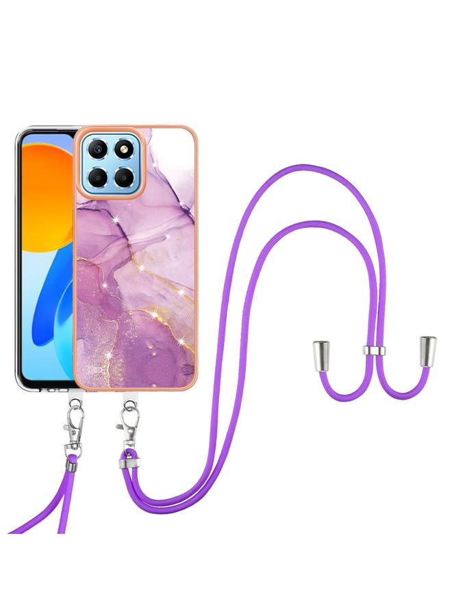 اس-توب جراب لهاتف Honor X8 5G / X6 4G، جراب هاتف IMD مزدوج الجوانب مطلي بالرخام مع حبل - Image 3