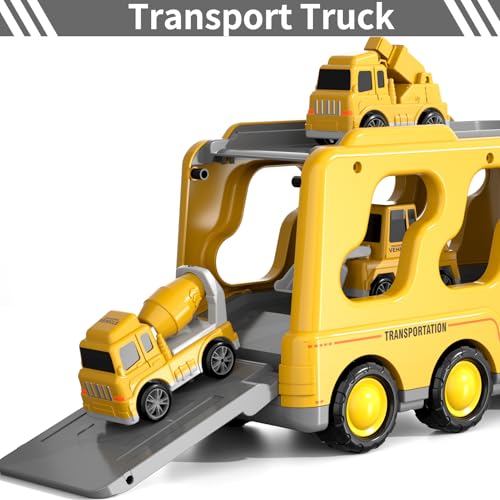 Bennol Construction Truck Toys for Toddler Boy 1 2 3 4 5 Year Old, Car Trucks Birthday Gifts Toys for Kids Ages 1-3 3-5, 5-in-1 Construction Trcuk with Excavator, Crane Mixer, Bulldozer - Image 3