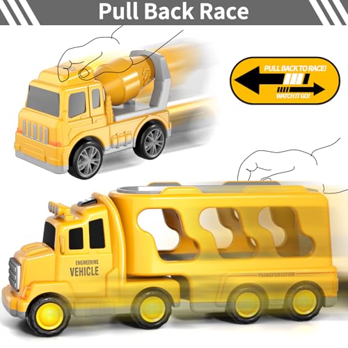 Bennol Construction Truck Toys for Toddler Boy 1 2 3 4 5 Year Old, Car Trucks Birthday Gifts Toys for Kids Ages 1-3 3-5, 5-in-1 Construction Trcuk with Excavator, Crane Mixer, Bulldozer - Image 5